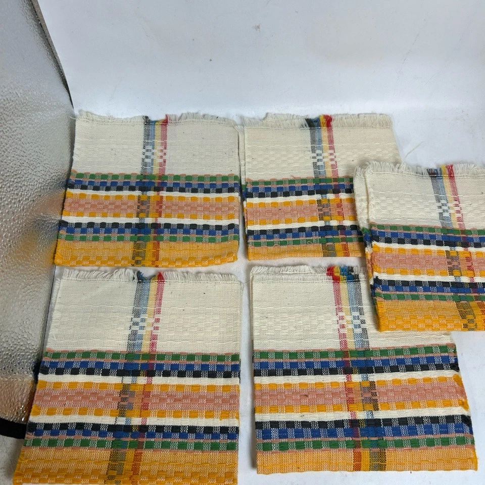 MayaTextiles Textile 7 Inches Multicolor Plaid Fringed Handwoven Boho Rustic - Image 2 of 4