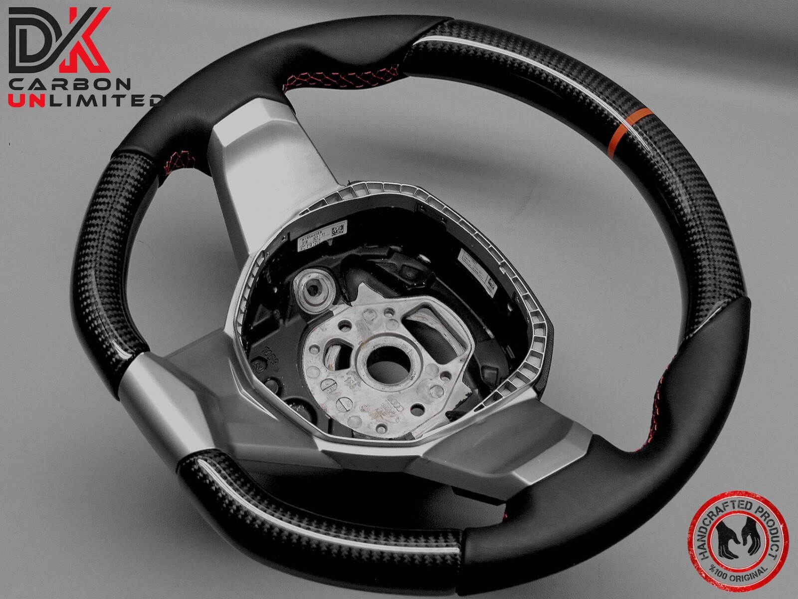 Lamborghini Aventador LP700 SVJ63 Sian Napa Orange Ring Carbon Steering Wheel v4