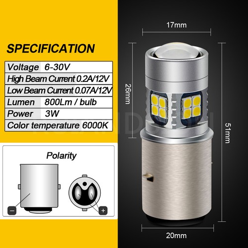 1PC Bianco BA20D 3030 22 LED Lampadina del faro dello scooter per moto DC 6V-24V - Picture 4 of 7