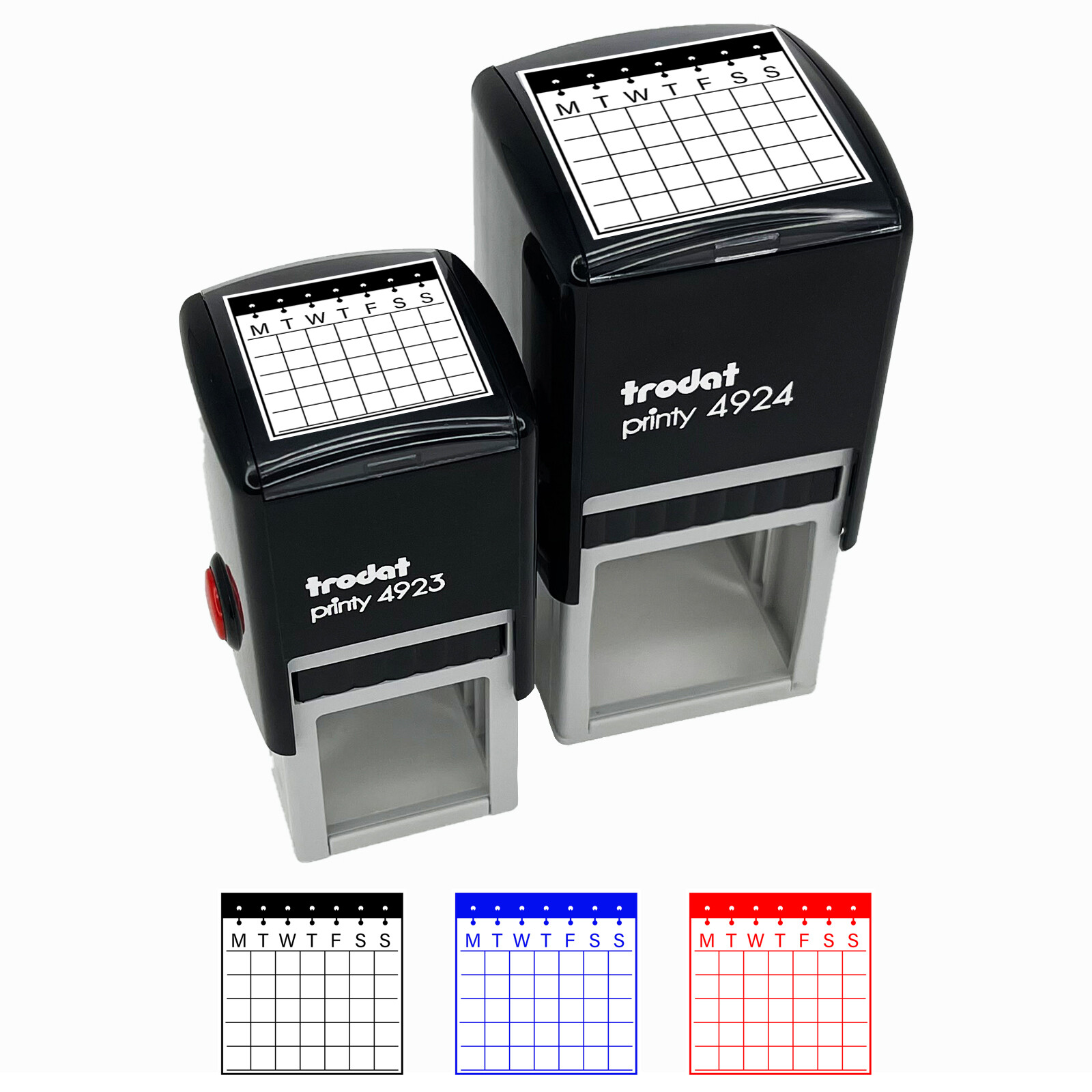 Blank Calendar with Notebook Rings Monday Start Self-Inking Rubber Stamp Stamper