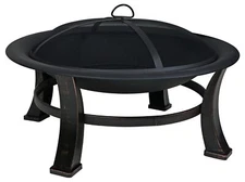 Four Seasons Courtyard FT-51214 Wood Burning Fire Pit w/ Mesh Screen, 30" Black