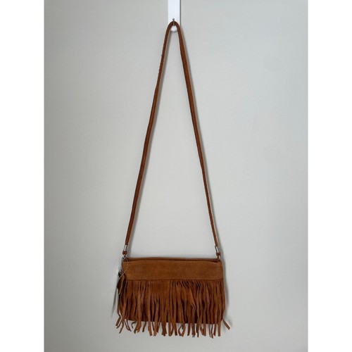Neu mit Etikett - D'Margeaux braun Schulterriemen Handtasche Echtleder Wildleder Fransen Western - Bild 2 von 6
