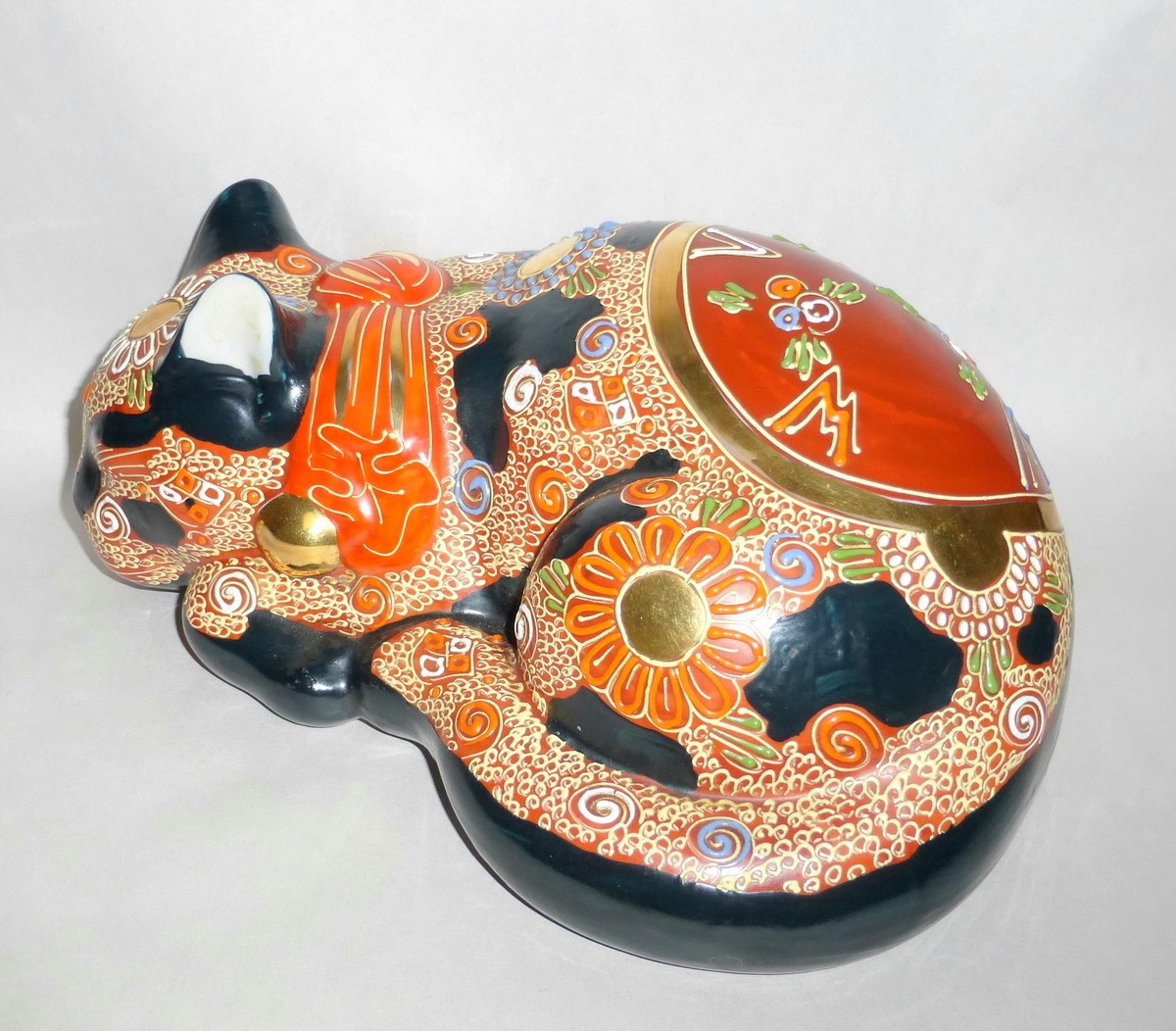 Vintage Japan Kutani Cobalt & Orange Moriage 10