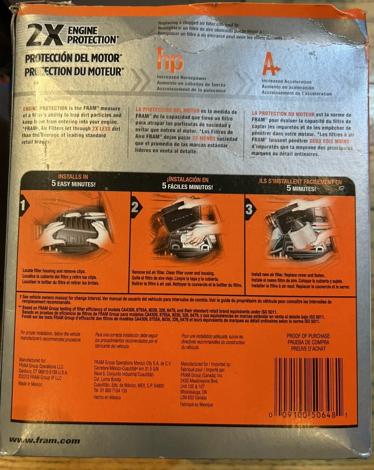 4-Fram CA7730 дополнительный защитный воздушный фильтр - новый в коробке - Изображение 3 из 3