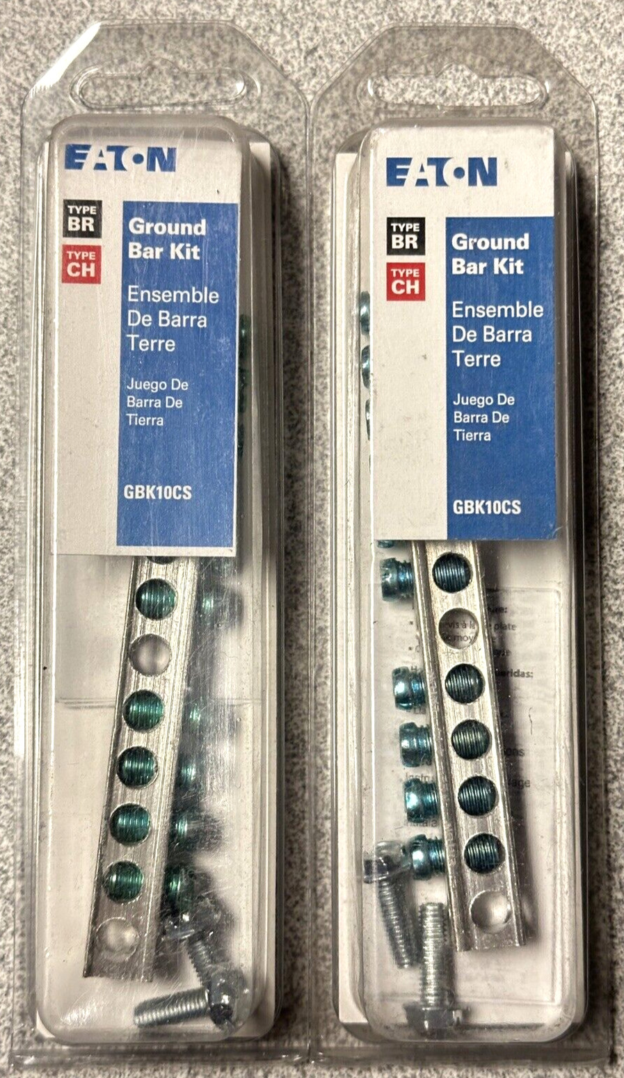 2 NEW Eaton GBK10CS 10 Terminal Ground Bar Kits PAIR For Types CH BR Loadcenter