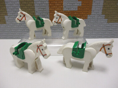 D10/7) LEGO 4x Horses Wise with Green Saddle Knights Western Hobbit