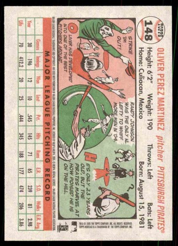 2005 Topps Heritage White Back Oliver Perez #148 - Picture 2 of 2