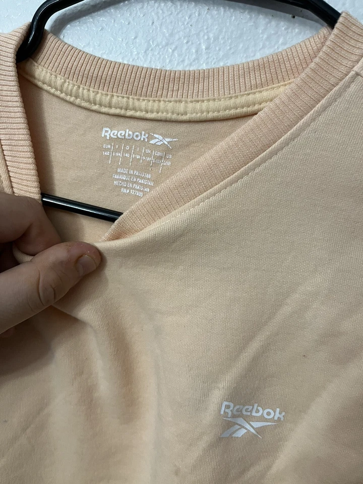 Sudadera Reebok Niñas Grande 10 Naranja Suéter Manga Larga Crew Foto 3 de 4