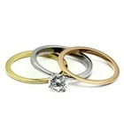 Engagement ring set 1 carat stainless steel rose gold wedding bands 2 pieces 620