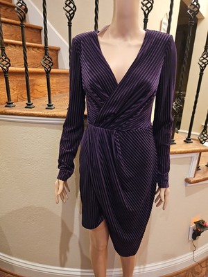 NWT! Womens RYSE The Label Ribbed Asymmetrical Mini Dress Size S Eggplant$178