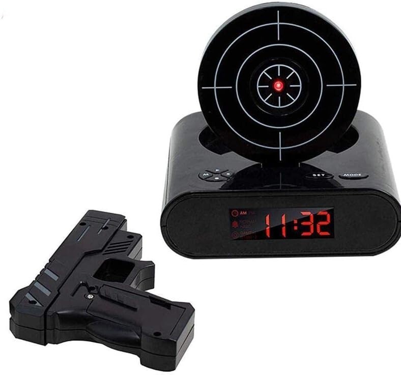 Target Alarm Clock for Heavy Sleeper, Creative Gun Alarm Clock, Shoot-to-Stop