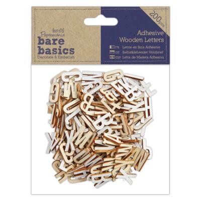 200 x Papermania Bare Basics Klebebuchstaben Holz Deko Sammelalbum Basteln