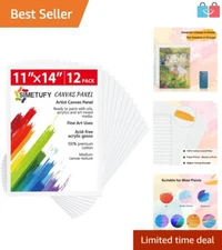 Versatile 12 Piece 11x14 Inch Canvas Boards - Ready for All Art Mediums