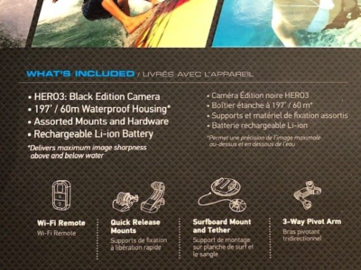 GoPro Hero 3 Black Surf Edition Wi-Fi Built-in w/Remote Model 