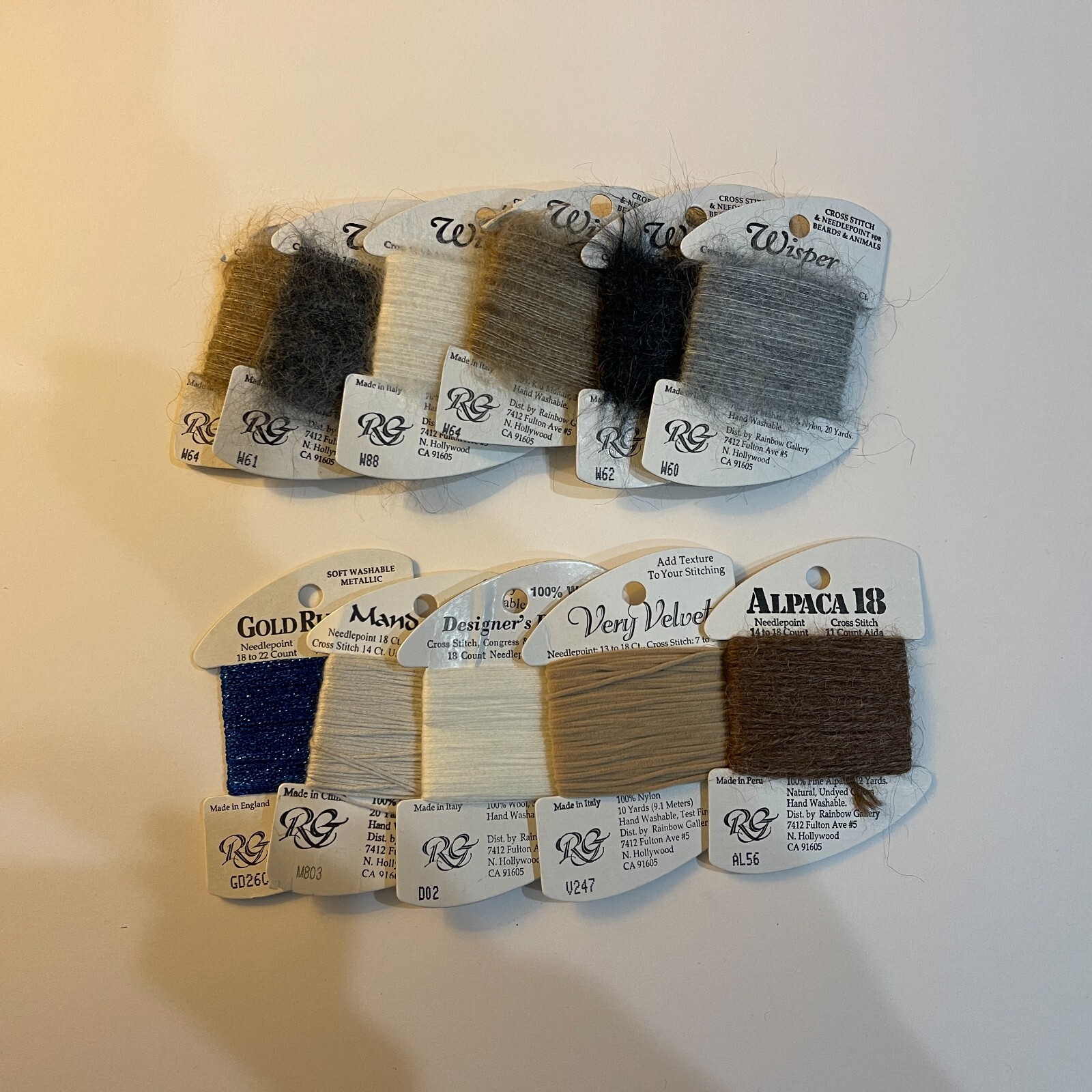 HUGE LOT of 58 Rainbow Gallery Specialty NEEDLEPOINT/EMBROIDERY Threads