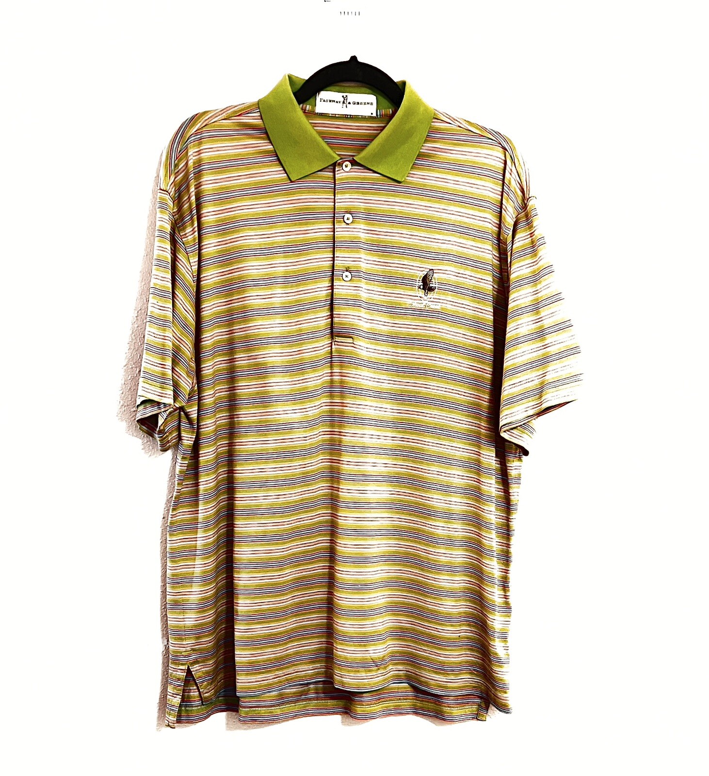 Fairway & Greene Mens Golf Polo Shirt Green Stripe Sh… Gem