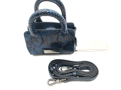Pompei Donatella Mini Tragetasche Umhängetasche Leder Tasche Blau Damen Neu