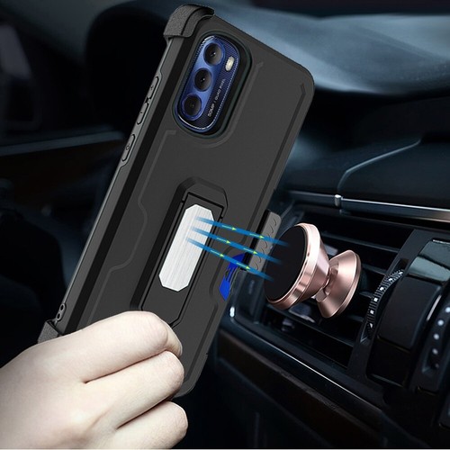 For Motorola Moto G 5G 2022 Armor Belt Clip Card Slot Holster Dand Case Cover - Picture 5 of 40