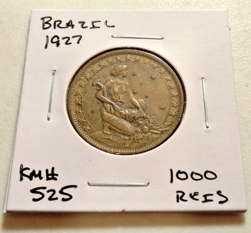 1927 Brazil 1000 Reis Coin - KM#525 - (IN#14965) - Picture 3 of 4