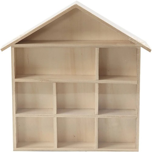 Estante de exhibición de almacenamiento de casa de madera para ahorro de espacio de 30 cm decoración de pared - Imagen 5 de 9