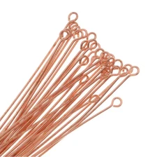 Copper Plated 3" Eye Pins - 21 Gauge - 1 Gross (144 pcs)
