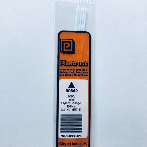 Varilla triangular de estireno Plastruct 10 pulgadas 25,4 cm .040 pulgadas .10 cm paquete (10) 90842 | Zustand: New