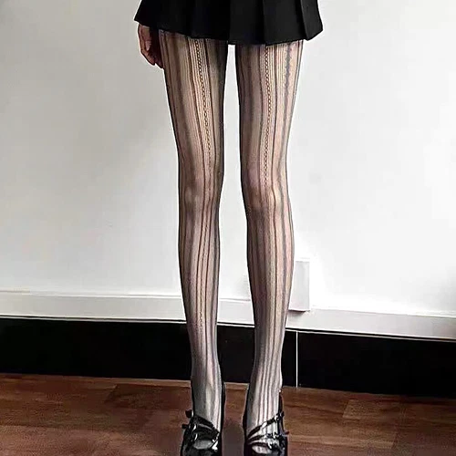 Women Sexy Pantyhose Stockings Fishnet Striped Lace Pattern Fish Net Sock Tights - Picture 12 of 19