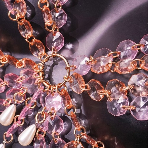 Elegant Acrylic Circles Bustier Music Festival Body Chain for Sophisticated Look - Picture 6 of 9