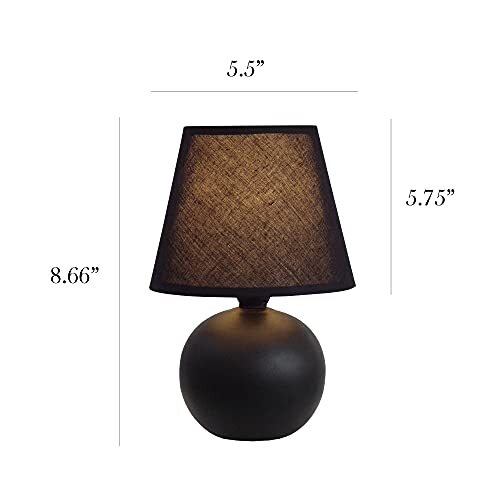 LT2008-BLK-2PK Mini Ceramic Globe 2 Pack Table Lamp Set, 2 Count Black - Picture 4 of 6