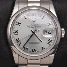 Rolex Presidential Day-Date Watch Platinum 36mm Ice Blue Dial 118206 BOX & PAPER