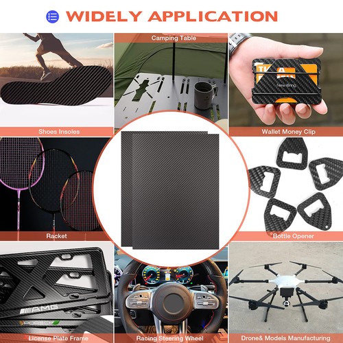 Carbon Fibre Sheet 3K Rigid 100% Carbon Matte Twill Thickness 0.2mm - 10mm - Afbeelding 7 van 7