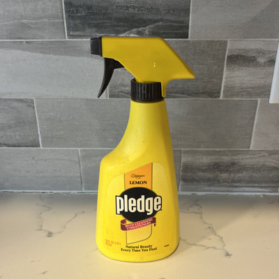 1993 Lemon Pledge Furniture Polish Spray Vintage Advertising Johnsons Wax Yellow
