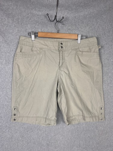 Columbia Shorts Women’s 14 Beige Adjustable Snap Button Cotton Hiking Shorts