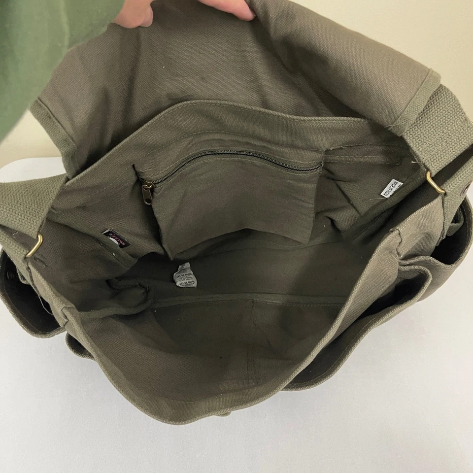 Bolsa carteiro Rothco verde vintage lona utilitária militar tiracolo unissex - Imagem 3 de 4