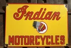 VINTAGE INDIAN MOTORCYCLES 12” PORCELAIN ADVERTISING SIGN DEALER DEALERSHIP