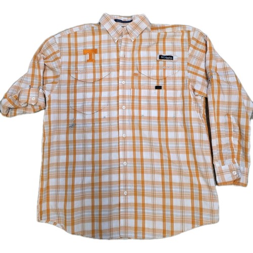 Columbia Omni-Shade PFG Knopfleiste Herren Größe Small orange TN Vols Fußball Fisch - Bild 9 von 9