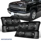Smoke Headlights & Bumper Light For 2003-2006 Chevy Silverado 1500 2500 3500