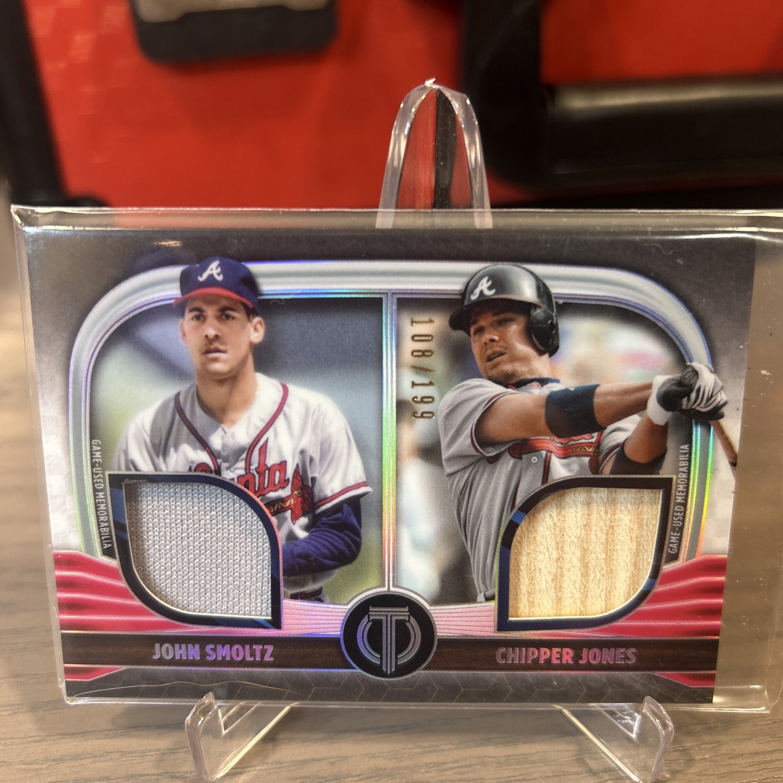 2022 Topps Tribute Dual Relics Chipper Jones John Smoltz #DR2-SJ 108/199 Braves