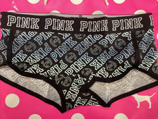 NEW 2016 Victoria's Secret PINK Low Rise Boyshort Wide Logo Band Panty M Vintage