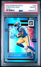 2022 PANINI DONRUSS OPTIC AQUA #281 KYREN WILLIAMS ROOKIE RC 176/299 PSA 10