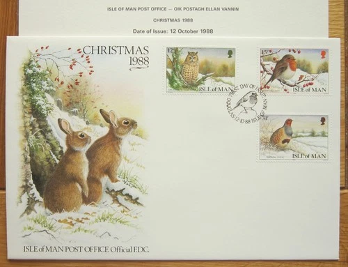 1988 Isle of Man Christmas 88 First Day Cover Last One with Bonus Card Last One