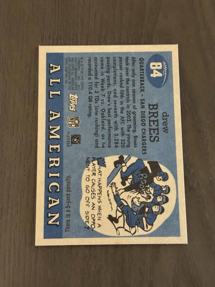 2003 Topps All American Silver Foil Parallel #84 DREW BREES Football Card - Image 2 of 4