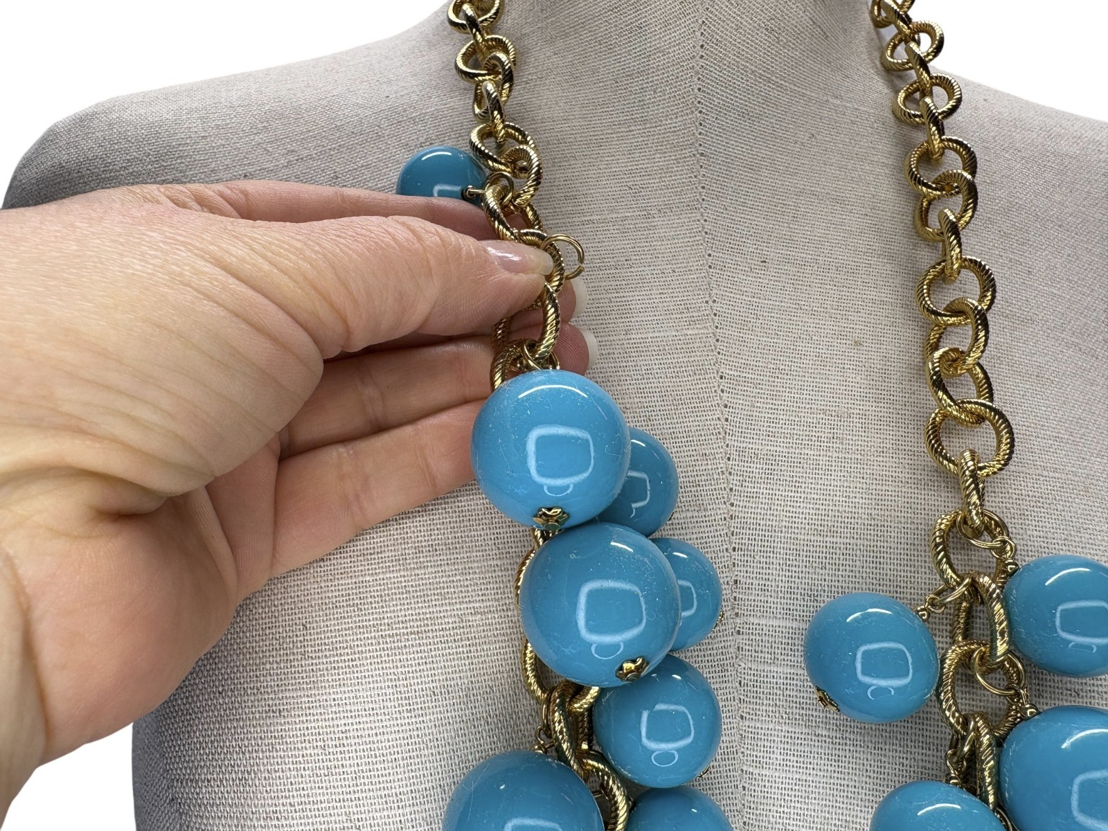 Kenneth Jay Lane KJL blue bead necklace - image 9