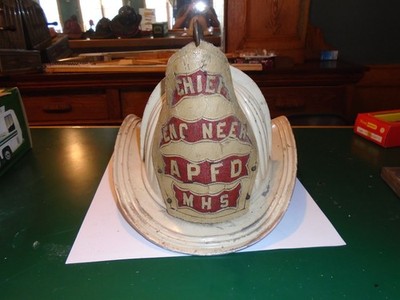 Vintage high eagle helmet Chief Engineer ASbury Park N.J. fire dept fireman