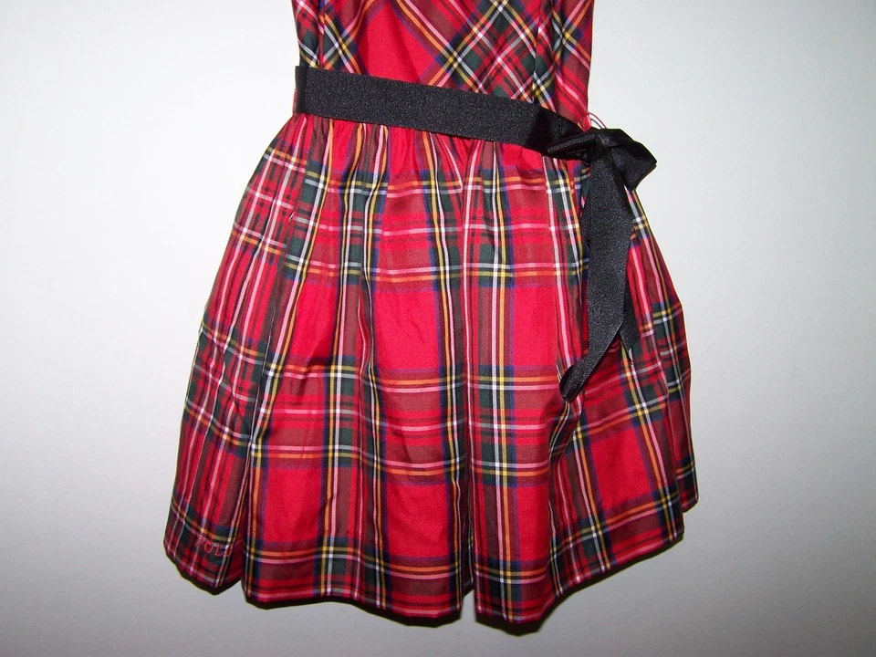 Vestido Polo Ralph Lauren Niñas Talla 5 Rojo Azul Marino Cuadros Vacaciones Nuevo con Etiquetas Foto 3 de 4