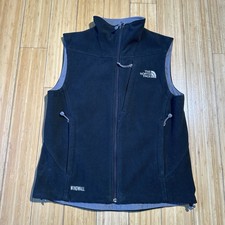 The North Face Vest Apex Windwall Sz M Black Fleece Zip Pockets Polyester