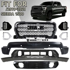 For 2019-2021 GMC Sierra 1500 Front Bumper Complete Assembly Black W/ park asis