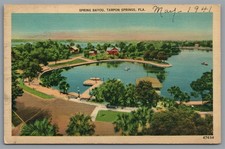 Postcard Tarpon Springs FL Spring Bayou advertising building lots Ariel view