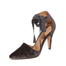 Ulla Johnson Pewter Kiki D’Orsay Heel Velvet Pumps Sz 39 Formal Coquette