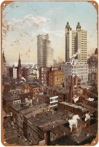 Tallest Buildings in New York City Vintage Tin Metal Signs Home Décor, 8x12 Wall
